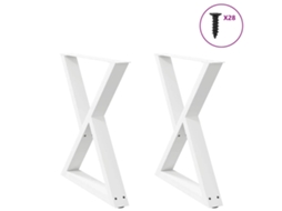 Vidaxl Pés Para Mesa De Jantar 2 Peças, Branco, 70x(72-73,3) Cm, Aço