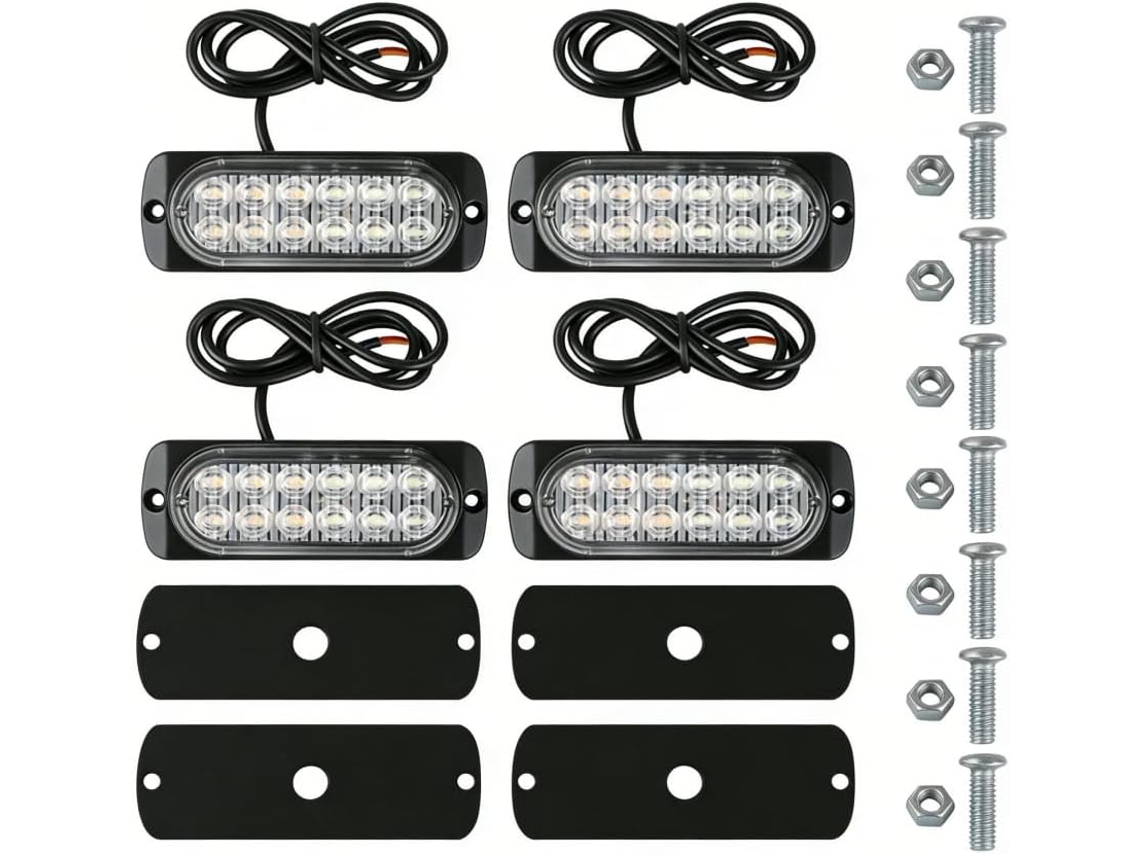 Barra De Luzes Estroboscópicas Led, 12 Leds Âmbar, À Prova D Água Ip67 12-24v, Compatível Com Caminhões, Picapes, Suvs