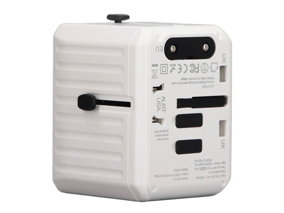 Adaptador Universal De Viagem Usb C Com Tomadas
