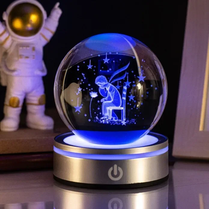 Acessório Decorativo de Mesa em Forma de Bola de Cristal Luminosa 3d MDUG (estilo 20,8 Cm com Base Led)