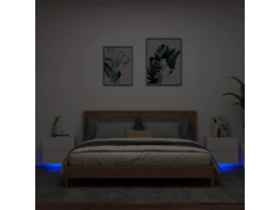 Vidaxl Mesas De Cabeceira De Parede Com Luzes Led 2 Pcs Branco