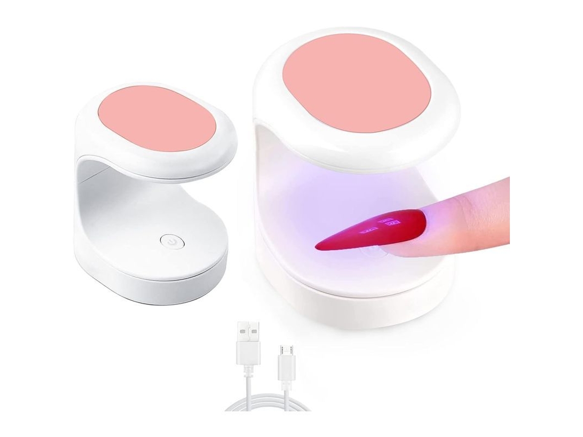 2 Peças Mini Lâmpada Uv para Unhas, 16w Secador de Esmalte, Portátil Led para Esmalte em Gel, 30s Rápido