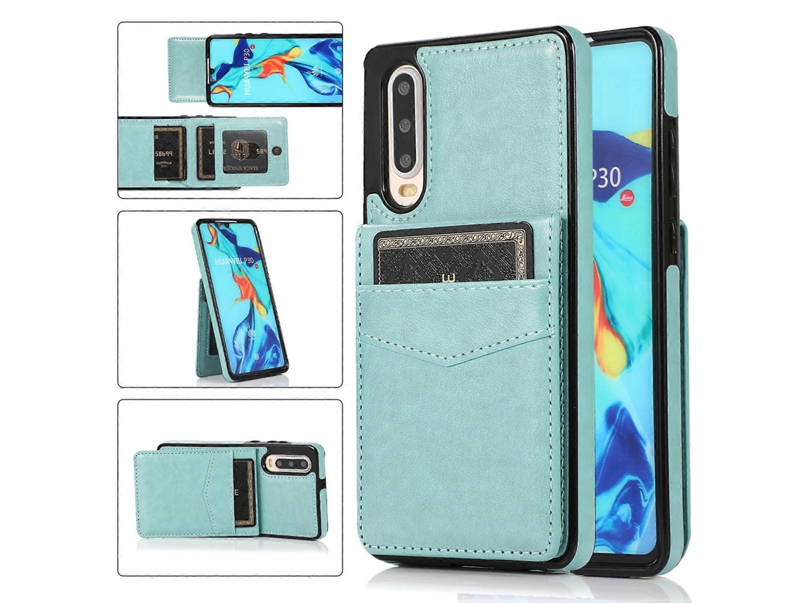 Capa Protetora De Pc Tpu De Cor Sólida Para Huawei P30 Com Suporte E Compartimentos Para Cartões