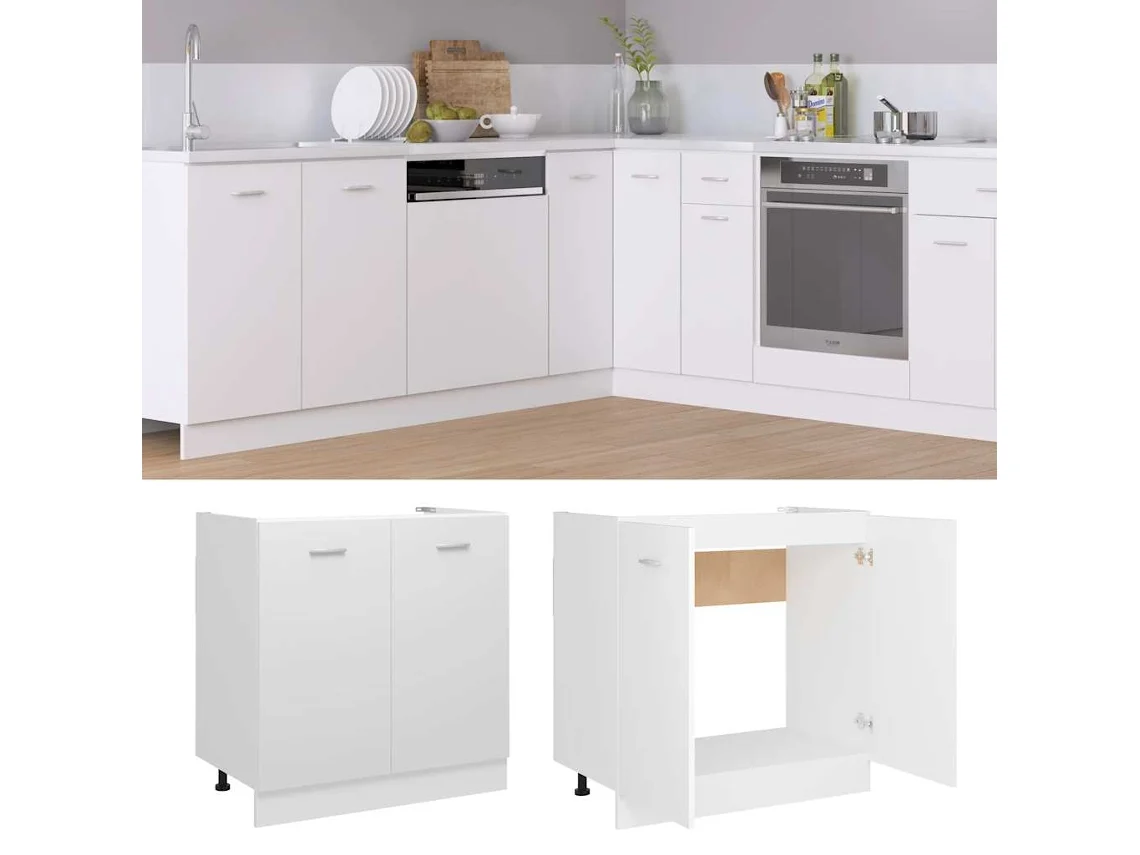 Armário Inferior Lava Loiça “lyon” Madeira Derivados Branco MAISON EXCLUSIVE