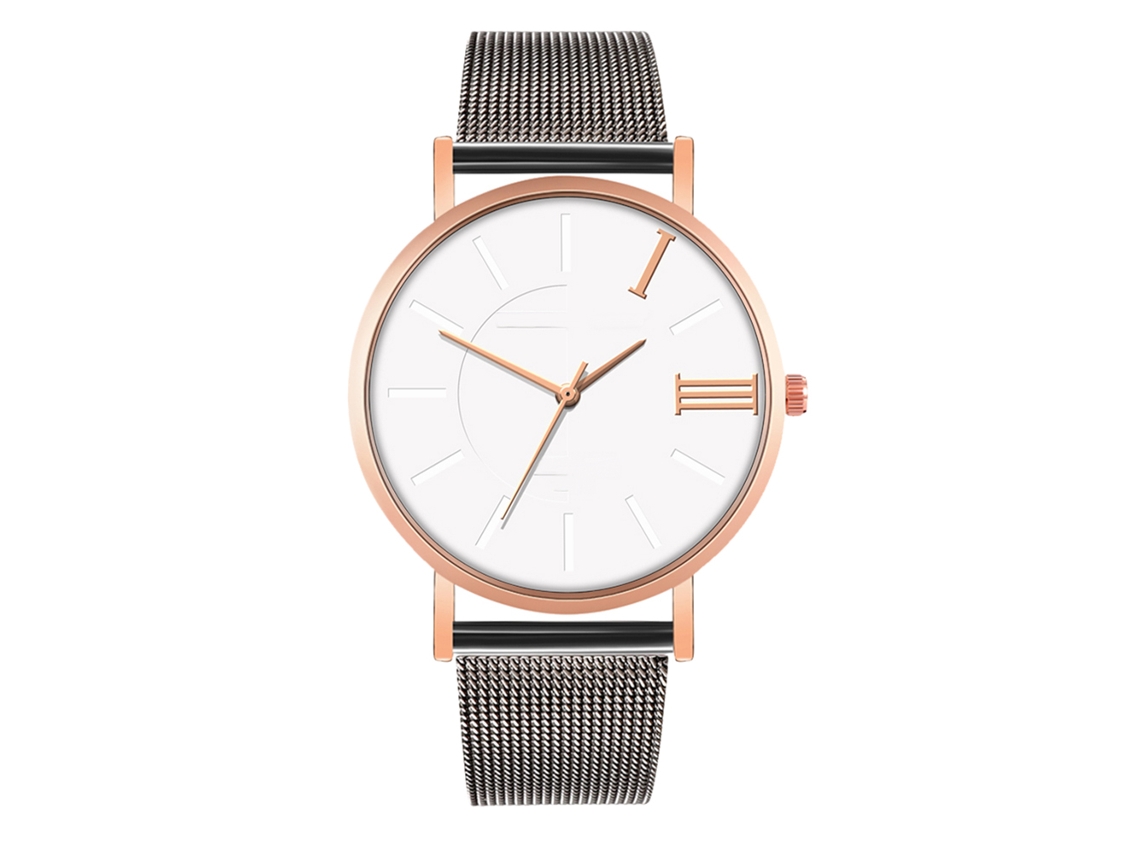Reloj De Moda Para Parejas Con Correa De Malla Dial Redondo Cuarzo Unisex