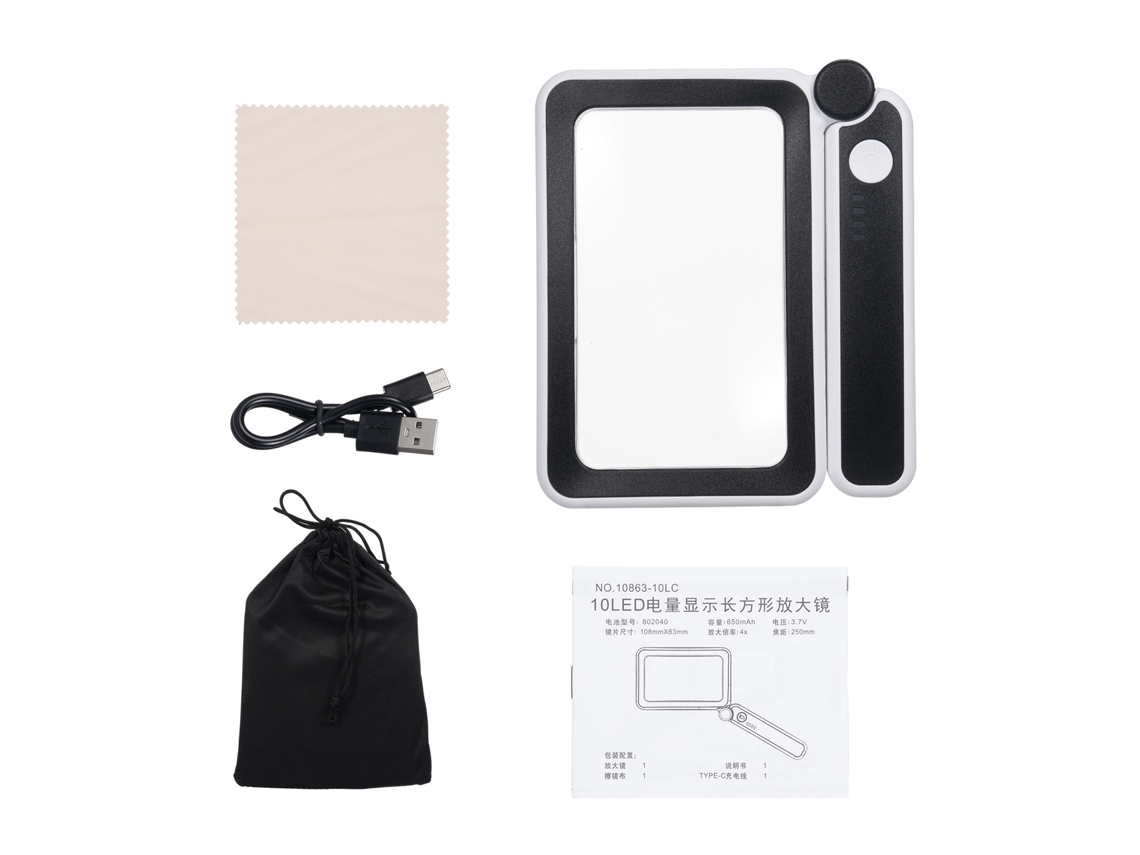Lupa De Mão 4x Com Luz Led Ajustável Para Leitura De Livros E Periódicos, Presente Para Idosos Com Visão Reduzida