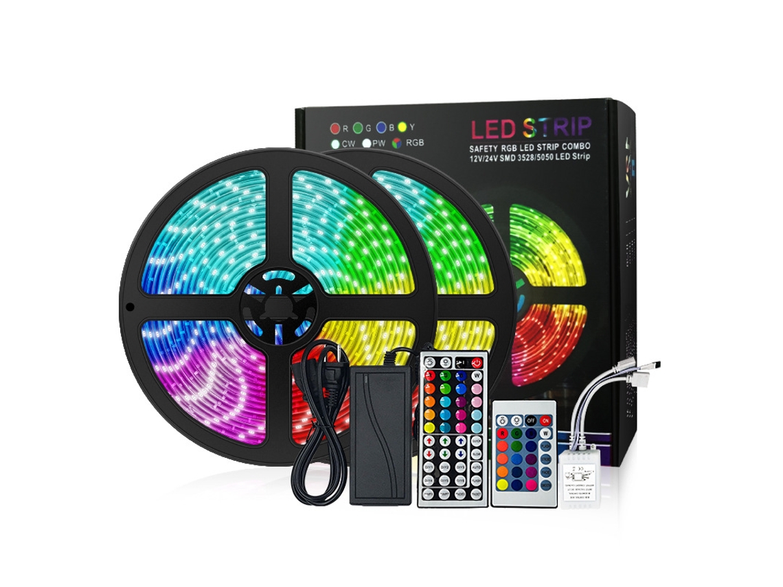 Fita de Led Padrão Europeu de 15 Metros com Bluetooth, para Quarto, Decorativa, Multicolorida, Rgb, com Regulagem de Intensidade BRILVIBERA