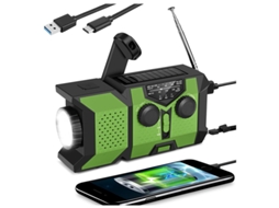 Rádio solar AQUAFORGE multifuncional com energia, am/fm, lanterna led, verde