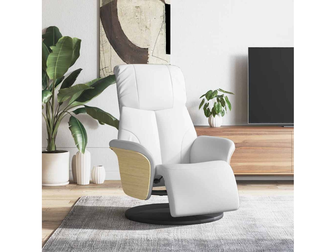 Vidaxl Cadeira Reclinável Com Apoio De Pés Couro Artificial Branco