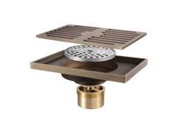 Ralo de Piso Antigo em Cobre com Grande Vazão, Ralo Desodorizante para Banheiro Familiar, Lavabo, Cozinha, Varanda, Etc. AQUAFORGE