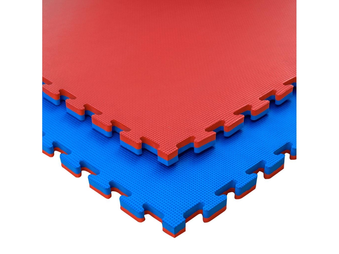 Tatame Puzzle Esteira 25 Peças 25M² Piso Tatami para Ginásio Ideal Artes Marciais 1M X 1M X 2,5 Cm1M X 1M X 2,5Cm Azul/Vermelho