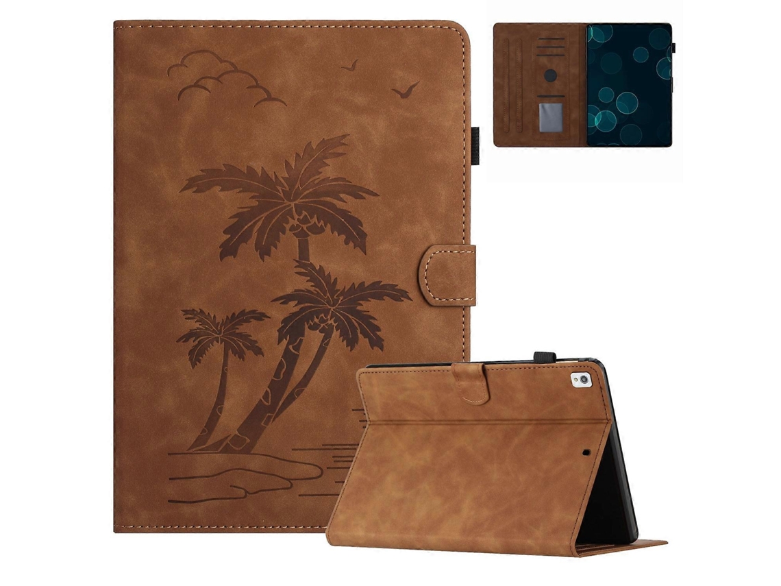 Capa de couro inteligente Webake para tablet com design de coqueiro