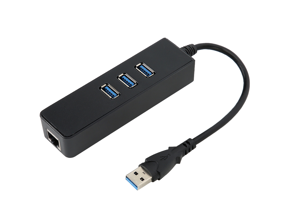 Hub De Adaptador De Rede (3 Portas Usb 3.0, Conexão Ethernet Gigabit)