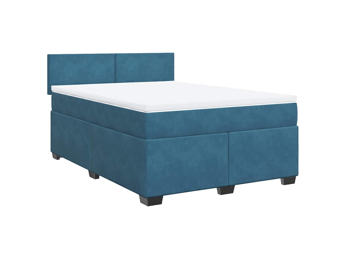 Cama com Molas/colchão 140x190 Cm Veludo Azul escuro MAISON EXCLUSIVE