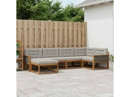 Vidaxl Conjunto De Sofás Para Exterior 6 Pcs Natural E Cinza Claro