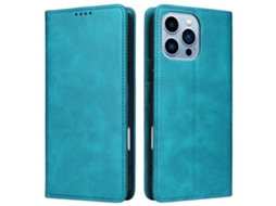 Capa Bloqueio Rfid Para Iphone 13 Pro Pele Sintética Anti-riscos Azul