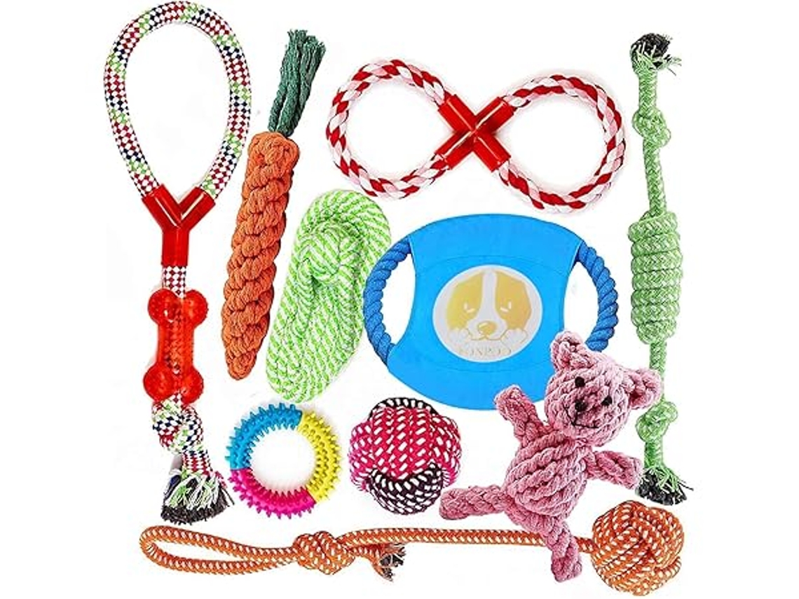 Brinquedos para Cães, Escovação Interativa Dos Dentes, Adequados de Pequeno e Médio Porte, Conjunto de 10 Peças, Limpeza Profunda, Casa... STELASPLEN