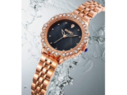 Lurelia Relógio Feminino, Detalhes Com Strass, Aço Inoxidável, Pele, Branco