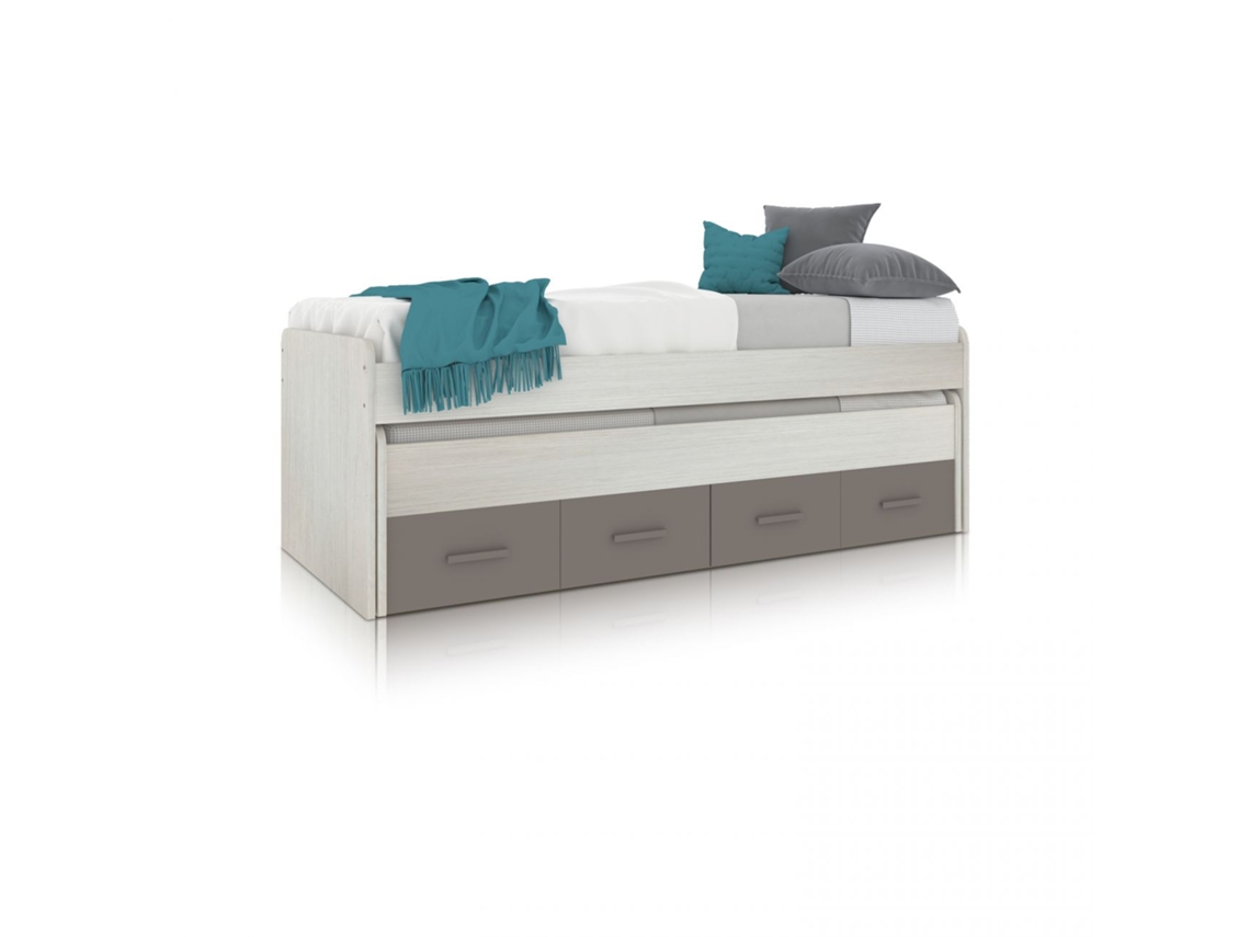 Cama de casal juvenil Axim Alpes Brancos - Basalto 198 x 69 x 96 cm