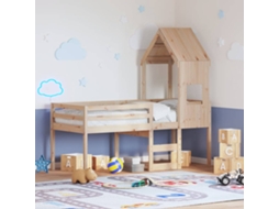 Cama Alta Com Telhado 75x190 Cm Pinho Maciço