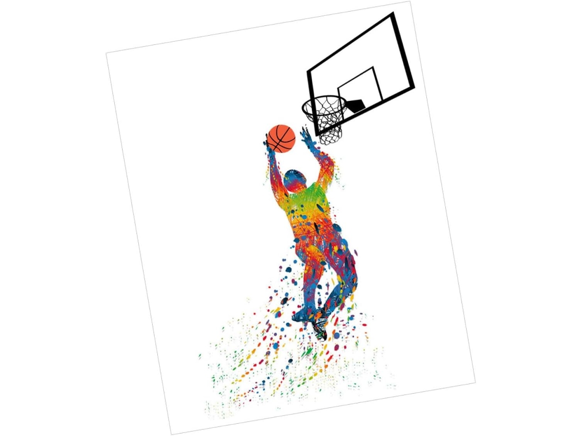 Adesivo Parede Decorativo Basquete Pvc Fácil Aplicar Deixar Resíduos Decoração Esportiva Quartos Salas Jogos GOKOCO
