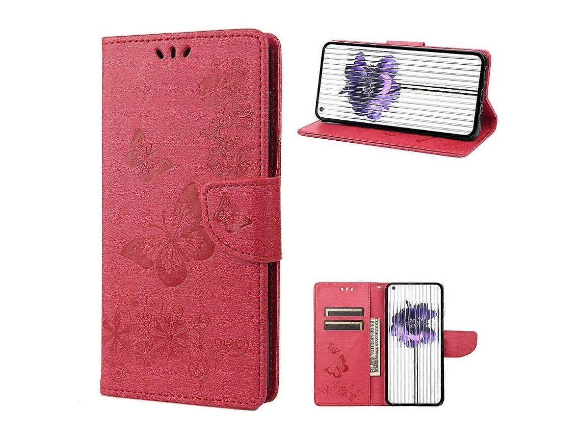 Capa De Celular Dobrável Horizontal Em Couro Com Estampa De Borboleta Para Celular For Nothing Phone 1