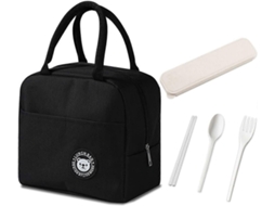 Bolsa Térmica Preta para Almoço, À Prova D'água e de Vazamentos, Bolsa Térmica Reutilizável e Dobrável. GOKOCO