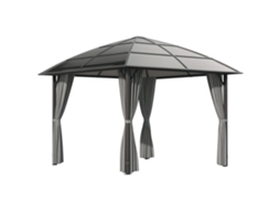Gazebo Jardim 3x3m com Telhado de Policarbonato UV60+ Laterais Cinza Escuro S/MARCA