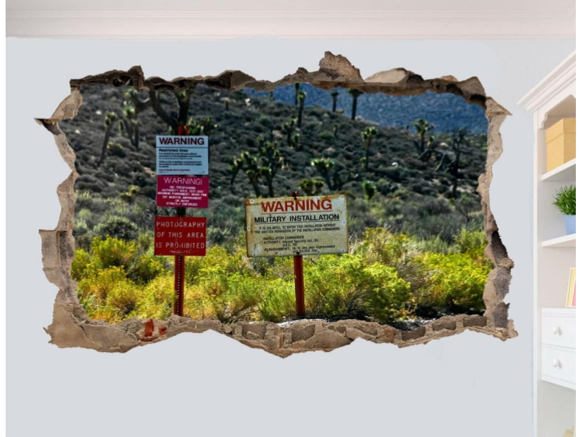 Adesivos De Parede Com Placas De Aviso Da Área 51, Nevada, Pôsteres De Arte 3d, Murais Decorativos.