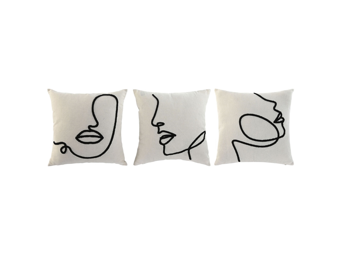 Almofada HOME ESPRIT Natural 45 X 15 X 45 Cm 3 Unidades