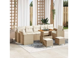 Vidaxl Conjunto De Sofá De Jardim 13 Pcs Preto E Creme Vime Pe