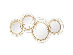 Conjunto 4 Espelhos Metálicos Dourados Redondos 107x56cm