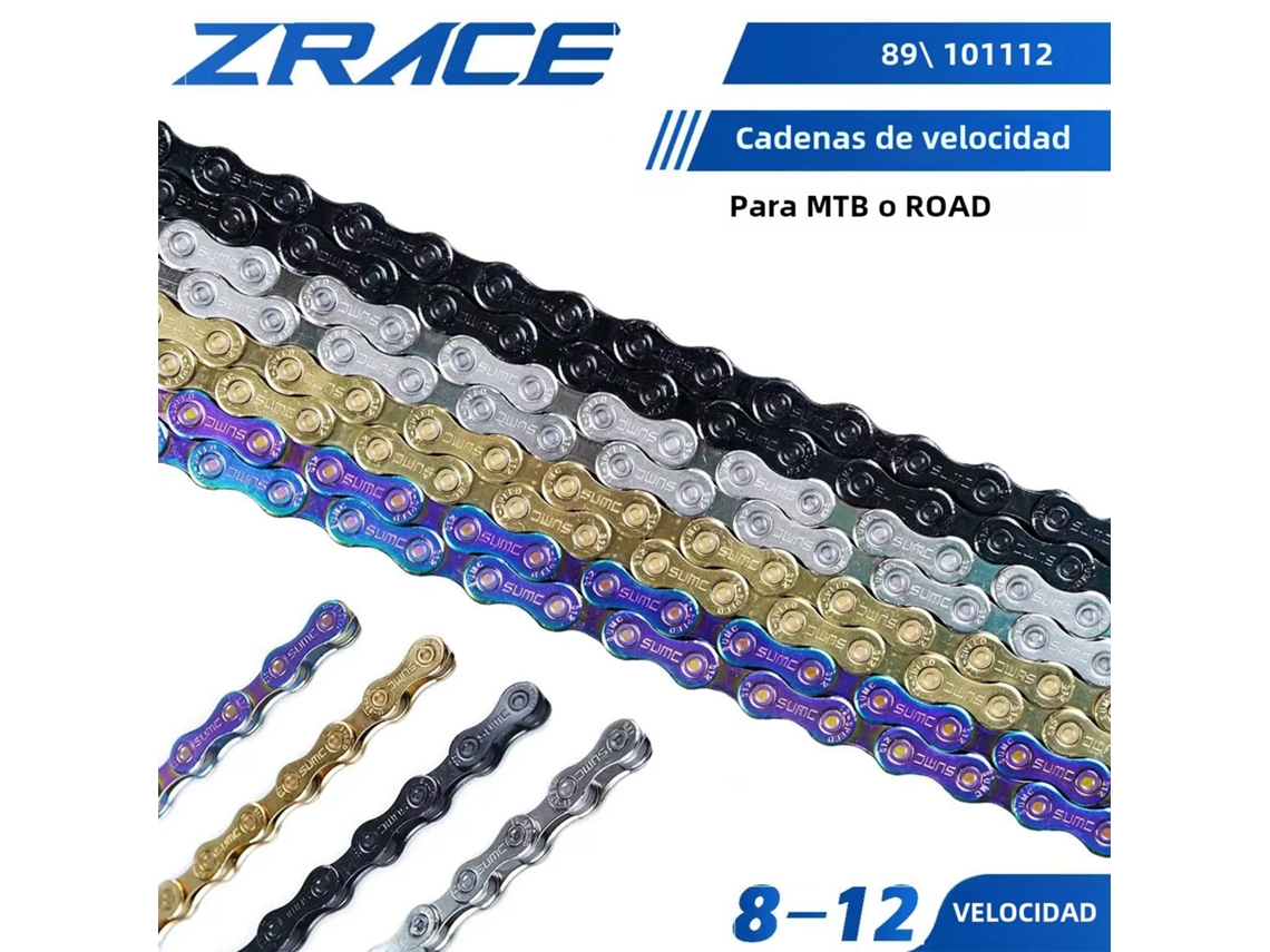 Corrente De Bicicleta Zrace Para Mtb De 8 A 12 Velocidades, Neon, Prata, Preto E Dourado, 114/120/126l, Oem Da Sumcvayotoy