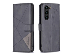 Capa De Celular Em Couro Com Textura De Losango E Fecho Magnético Para Samsung Galaxy S23+ 5g