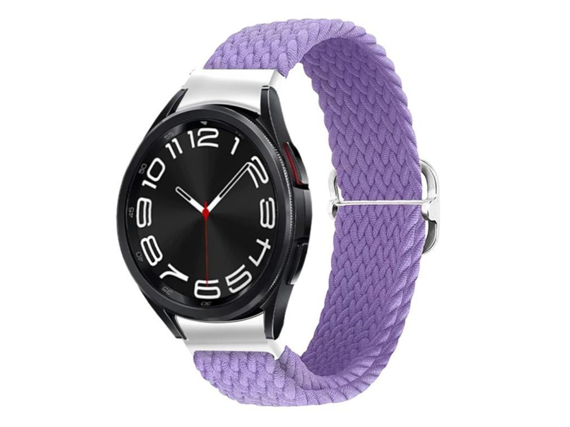 Bracelete para Samsung Galaxy Watch 7/6/5/4 Nylon Trançado Eight Buckle Inglaterra Roxo XIAOMOYU