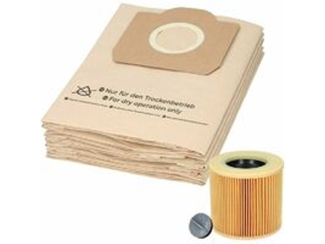 10 Sacos Para Aspirador De Pó E 1 Filtro Para Aspiradores Kärcher Wd3 E Mv3. Alternativas Para Sacos De Filtro 6.959-130.0 E Filtro De Cartucho