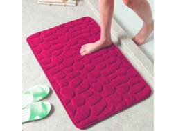 Tapete de Banheiro Antiderrapante , com Estampa de Pedra, em Tecido Não Tecido, Altamente Absorvente e Lavável. MDUG (rosa)