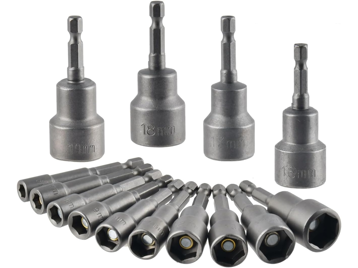 Chave De Impacto, 14 Peças, 6 A 19 Mm, Hexagonal, Magnético