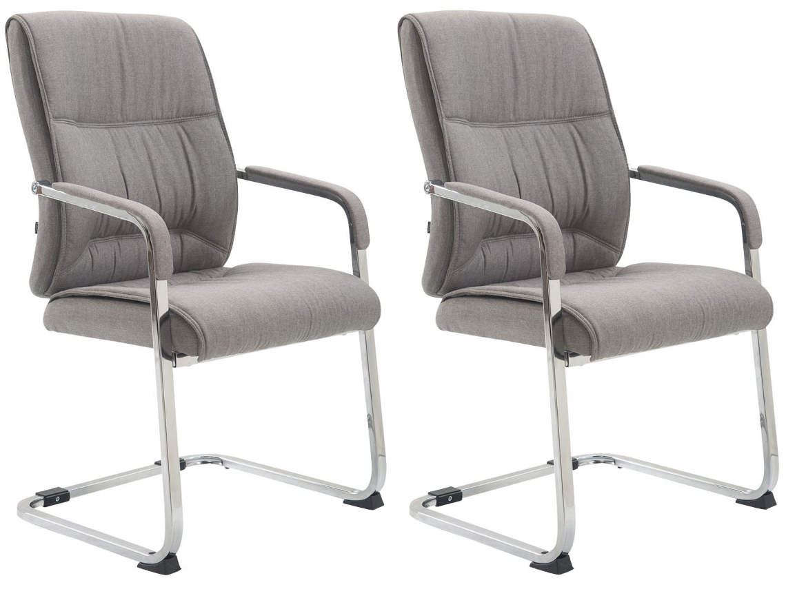 Conjunto de 2 cadeiras cantilever XXL em tecido Anubis cinza CLP