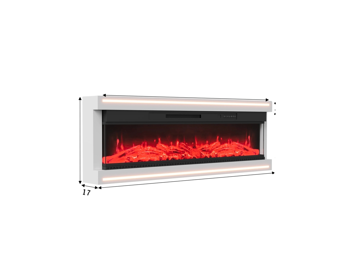 Lareira Elétrica, Design Montado Na Parede, Configurações De Aquecimento Ajustáveis, Branco-50 -polegada