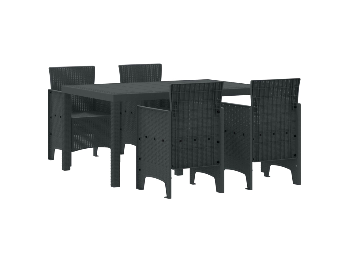 Vidaxl Conjunto De Jantar Para Jardim 5 Unid. Antracite Rattan Polt