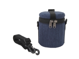 Camera Lens Case With Zippers Top Handle Adjustable Shoulder Strap Waterproof Lens Pouch Bag For Short Focal Length Lens Blue LAXISCREED