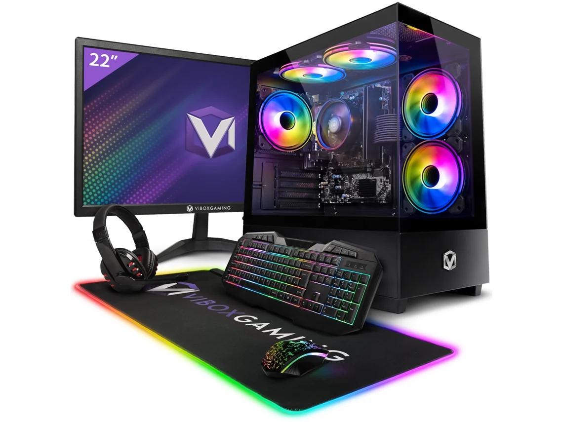 Vibox I-92 Gaming Pc Completo • 22'' Monitor • Amd Ryzen 3 3200g 4,0 Ghz • Radeon Vega 8 • 8 Gb Ram • 480 Gb Ssd • Linux Os • Wifi