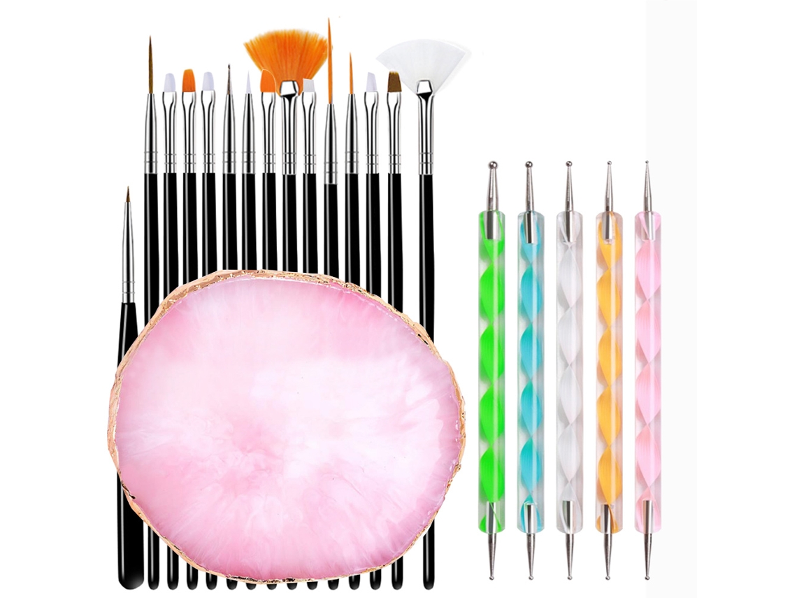 Pincéis Para Nail Art Conjunto De Ferramentas Para Nail Art Paleta De Resina Pintura Para Unhas Preto ZMDECQNA