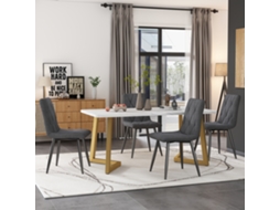 Conjunto Sala de Jantar 117x68cm Mesa Retangular Moderna com 4 Cadeiras Cinza NOVELA