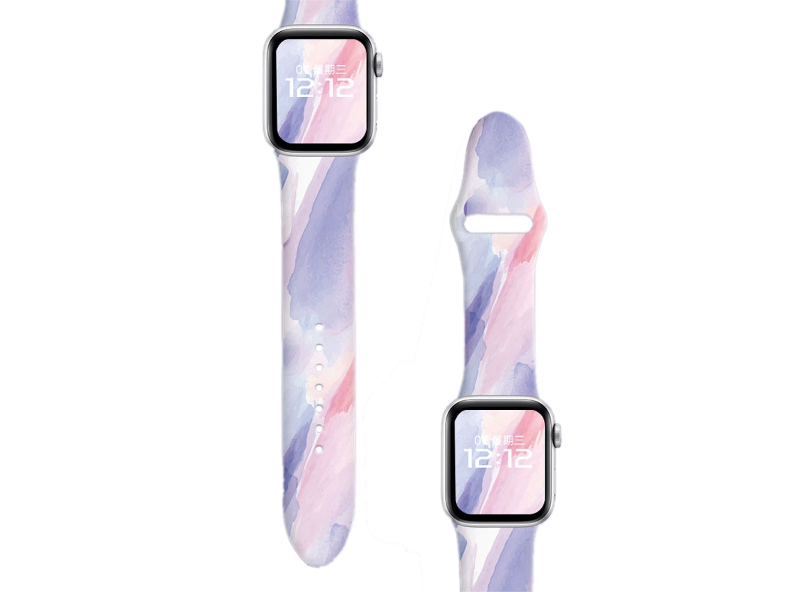 Faixa Silicone Macio Floral Para Iwatch 7 Série Rima Roxa 42/44/45mm