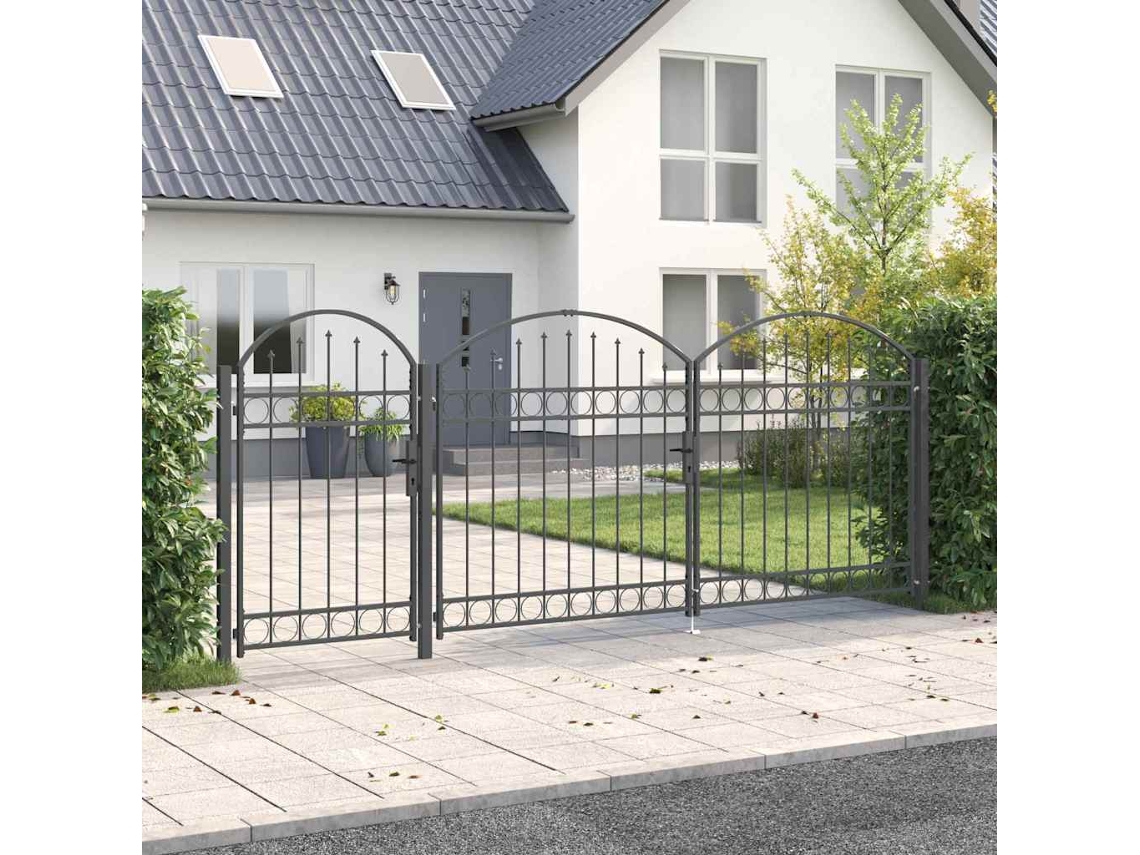 Vidaxl Portão De Cerca De Jardim Com Topo Arqueado Assen 400 X 100 Cm