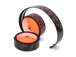 Fita De Guidão De Bicicleta Para Road Bike Pu Elástica Respirável Antiaderente Com Tampões Preto E Laranja