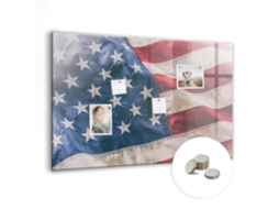 Lousa Magnética Bandeira Americana Para A Sala De Estar Espelharte (90x60 Cm)