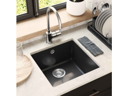 Vidaxl Pia 80% Quartzo E 20% Resina 430 X 460 Mm Preto